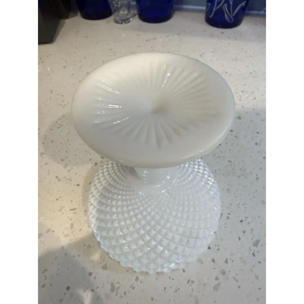 Westmoreland English Hobnail Diamond Footed Compote Bowl  Mid Century